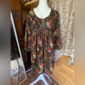 Boho Eyelet‎ Pearls Pirate Peasant Puff Sleeve Victorian Dress 14 Whimsigoth Top